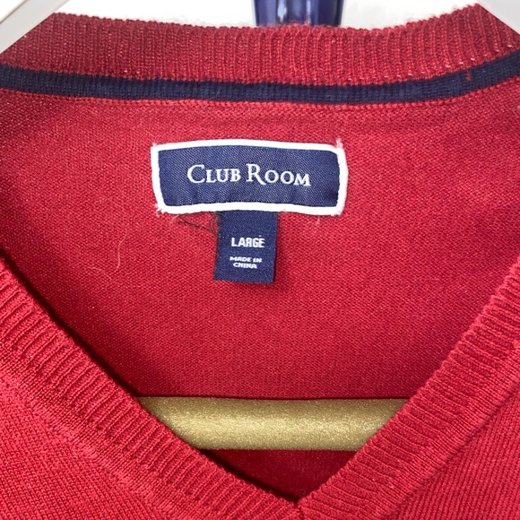 CLUB ROOM  Men’s Cherry Red Performance cotton Blend V-Neck Sweater - Picture 4 of 5